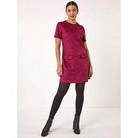 Roman Suedette Button Shift Stretch Dress - Wine