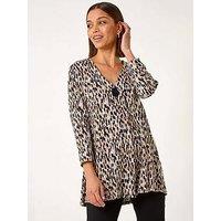 Roman Pleated Front Textured Crepe Top - Stone