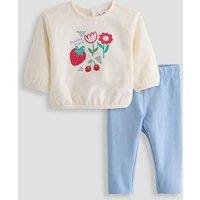 The Very Collection Embroidered Fruit Patchwork Top And Leggings Set - Cream