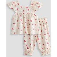 The Very Collection Raspberry Print Frill Sleeve Top And Balloon Pants 2 Part Set - Pink