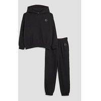 River Island Older Boys Essentials Hoodie And Joggers Set - Black
