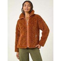 Roman Teddy Borg Bomber Coat - Brown