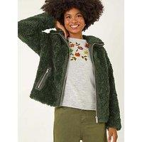 Roman Teddy Borg Bomber Coat - Green