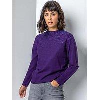 Roman Diamante Long Sleeve Jumper - Purple