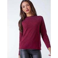 Roman Diamante Long Sleeve Jumper - Bordeaux