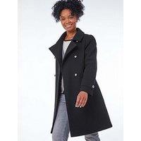 Roman Petite Double Breasted Military Coat - Black