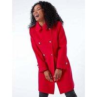 Roman Petite Double Breasted Military Coat - Red