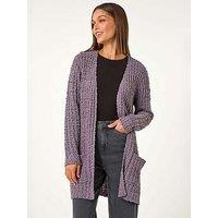 Roman Popcorn Textured Longline Cardigan - Ash