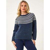 Roman Petite Metallic Fairisle Detail Knit Jumper - Navy