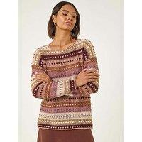 Roman Bobble Knit Stripe Jumper - Natural