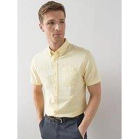 The Very Collection Pure Cotton Short Sleeve Button Down Oxford Shirt - Yellow