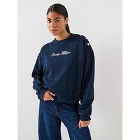 Tommy Hilfiger Gold Button Detailed Sweatshirt - Dark Night Navy
