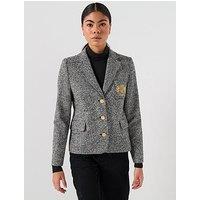 Tommy Hilfiger Wool Patterned Slim Blazer - Black/White Houndstooth