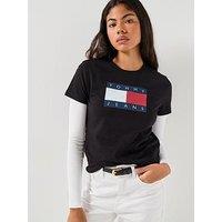 Tommy Jeans Logo Flag T-Shirt - Black