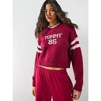 Tommy Jeans 85 Varsity V-Neck Relaxed Sweater - Lavish Cerise Red