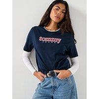 Tommy Jeans Applique Short Sleeve T-Shirt - Dark Night Navy Blue