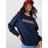 Tommy Jeans Applique Short Crew Sweater - Dark Night Navy Blue