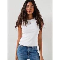 Calvin Klein Jeans Woven Ribbed T-Shirt - White