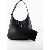 Calvin Klein Engraved Hardware Adjustable Strap Medium Bag - Black/Tumbled Deep Gold