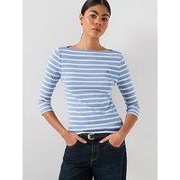 Tommy Hilfiger Slim Boat Neck T-Shirt - Clear Water/ Ecru Stp - Multi