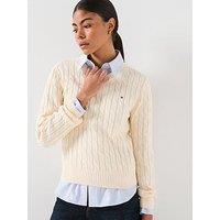 Tommy Hilfiger Cable Knit Long Sleeve Sweater - Cream