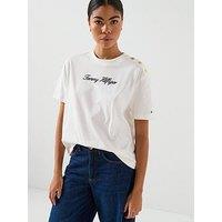 Tommy Hilfiger Gold Button Detailed Top - White