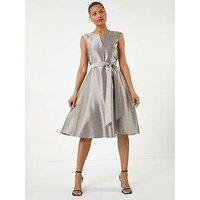 Roman Belted Fit & Flare Dress - Mink