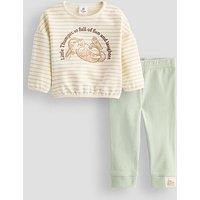 The Very Collection Thumper Stripe Sweatshirt And Rib Legging Set - Green