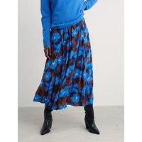 Seasalt Cornwall Lethlean Skirt - Macro Flower Cocoa Blue Print