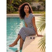 Roman Stripe Crochet Midi Dress - Navy
