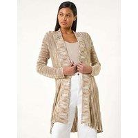 Roman Pointelle Longline Cardigan - Natural
