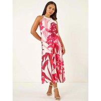 Roman Petite Floral Halter Neck Shift Dress - Red