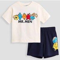 The Very Collection Mr Men Back Print Shortie Pyjamas - Navy