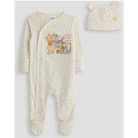 The Very Collection Winnie Pooh Sleepsuit And Hat - Cream