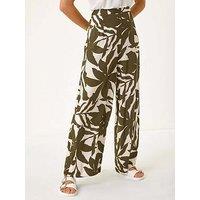 Roman Floral Mono Wide Leg Trouser - Ivory