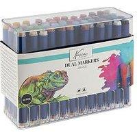 Round Dual Markers, 48 Pcs In Transparent Box