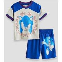 The Very Collection Sonic V Neck T-Shirt & Shorts Sports Set - Blue