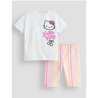 The Very Collection Hello Kitty Back Print T-Shirt Stripe Cycling Short Set