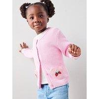 The Very Collection Girls Heart Pocket Cardigan - Pink