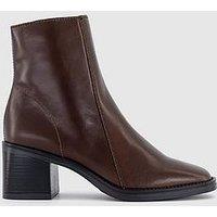 Office Annabella Block Heel Leather Ankle Boot - Brown