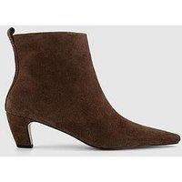 Office Addison Curve Heel Suede Ankle Boot - Brown