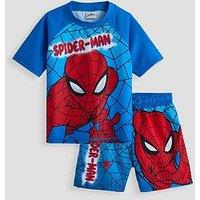 The Very Collection Spiderman Rash Vest And Swim Short Set - Blue