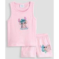 The Very Collection Stitch Rib Vest And Poplin Shortie Pyjamas - Pink