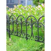 Living And Home 6Pcs Garden Picket Fence Black
