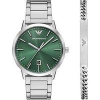 Emporio Armani Three-Hand Stainless Steel Watch And Bracelet Set