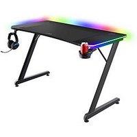 Trust Gxt710 Luminus Pro Gaming Desk With Led Rgb, 10 Colour Modes, Built-In 10W Wireless Charger - Black