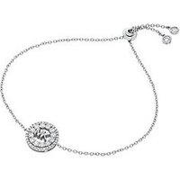 Michael Kors Rhodium-Plated Sterling Silver Pav&Eacute; Logo Slider Bracelet