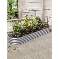 Living And Home Oval Raised Garden Bed Silver D 80 X L 320 Cm