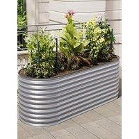 Living And Home Oval Raised Garden Bed Silver D 80 X L 240 X H 80 Cm