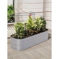 Living And Home Oval Raised Garden Bed With Plant Support D 80 X L 240 Cm